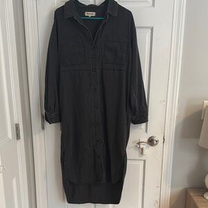 Black Button-Up Shirt Dress